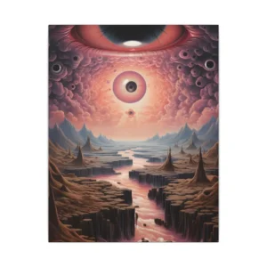 Giant Eye over Rocky Landscape Canvas Print
