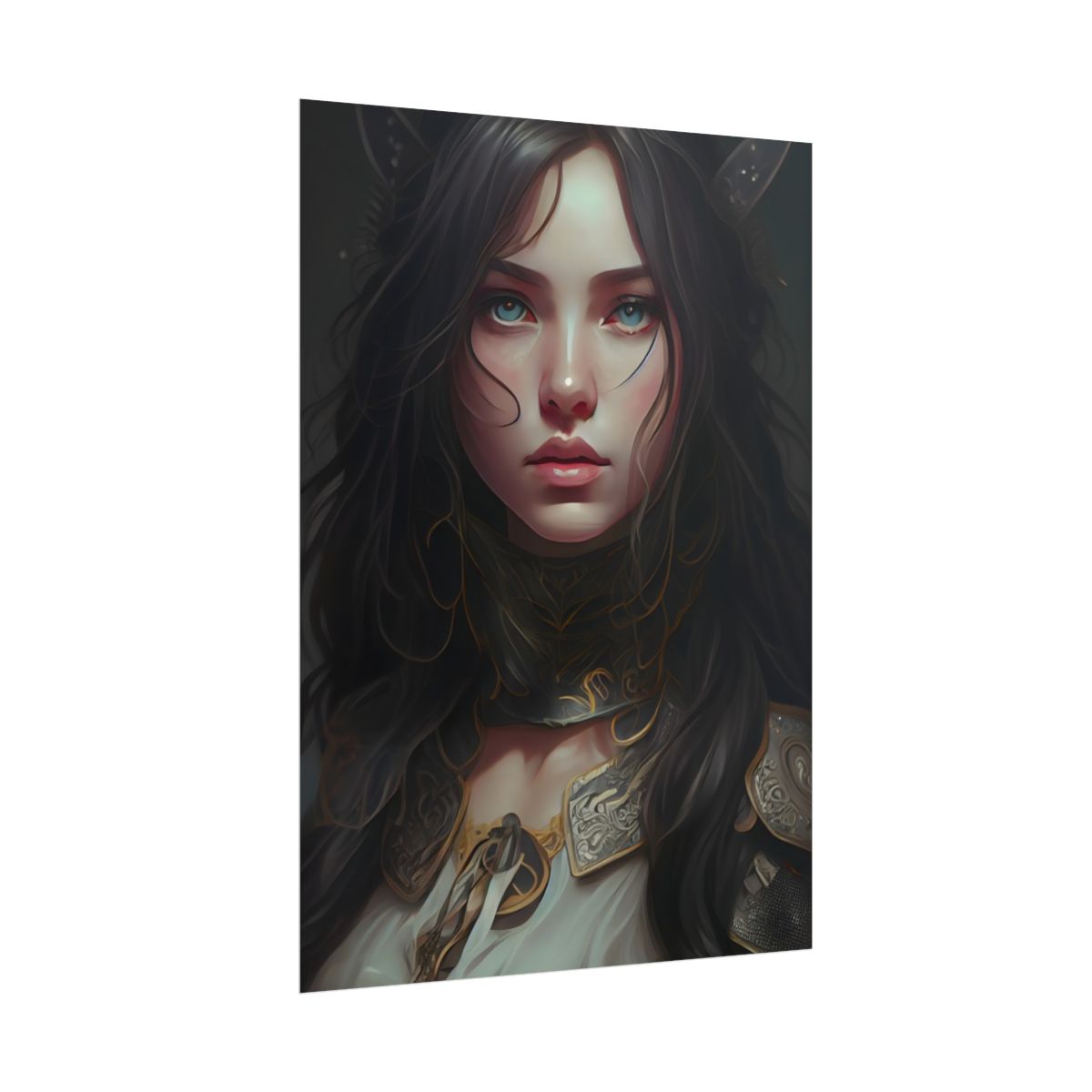 Vibrant Red Portrait: Dynamic Female Artwork - Poster