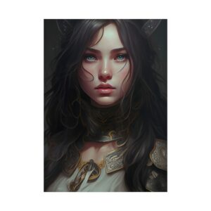 Dark-Haired Woman in Gold Armor Poster