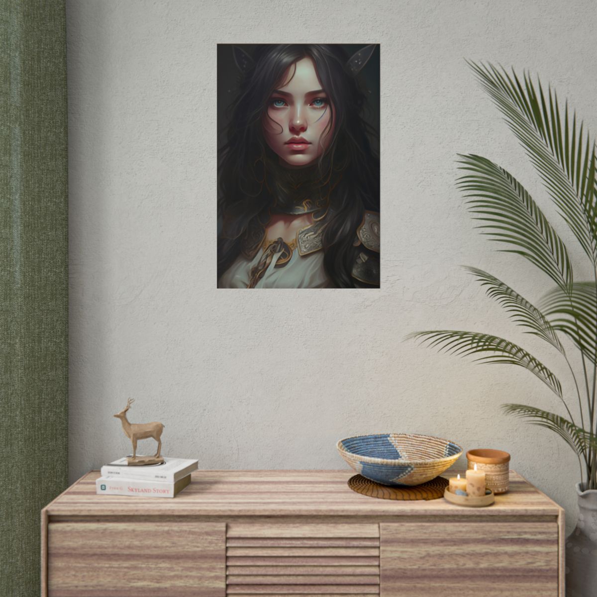 Vibrant Red Portrait: Dynamic Female Artwork - Poster