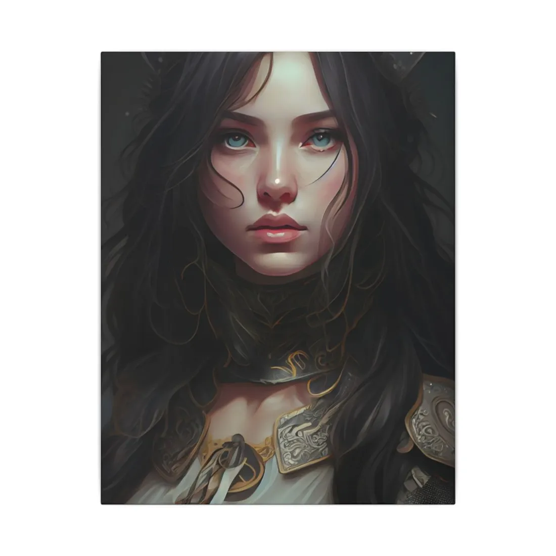 Vibrant Red Portrait: Dynamic Female - Canvas