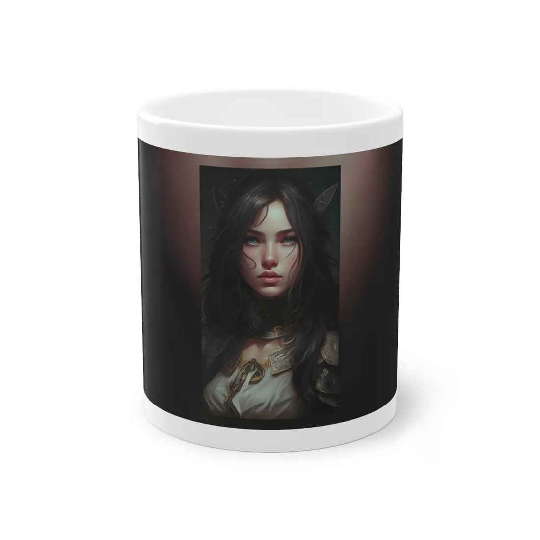 Vibrant Red Portrait: Dynamic Female - Mug