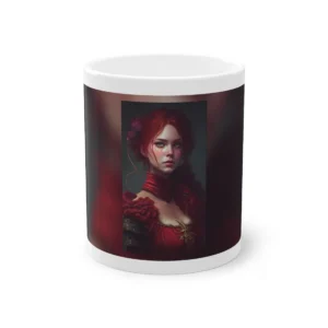 Red-Haired Woman in Crimson Dress Mug