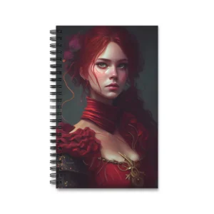 Red-Haired Woman in Crimson Dress Spiral Notebook