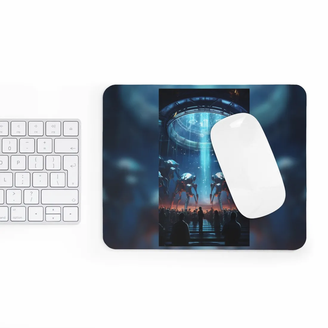 Vibrant Robot Symphony: A Harmonious Blend of Human and Robotic Musicians - Mouse Pad