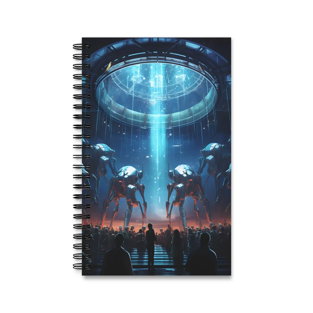 Vibrant Robot Symphony: A Harmonious Blend of Human and Robotic Musicians - Spiral Notebook
