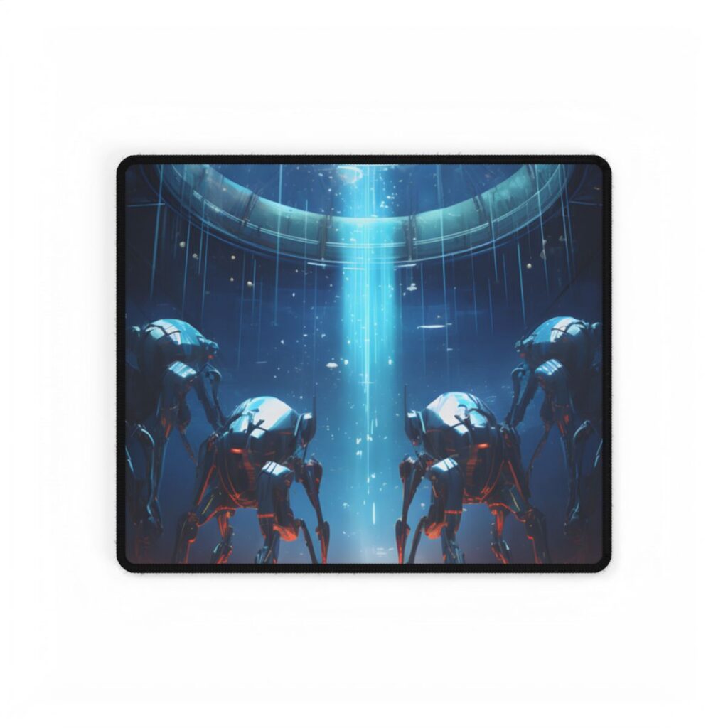 Vibrant Robot Symphony: A Harmonious Blend of Human and Robotic Musicians - Desk Mat