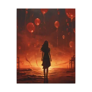 Woman and Red Balloons Canvas Print