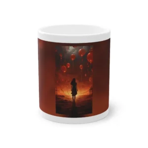 Woman and Red Balloons Mug