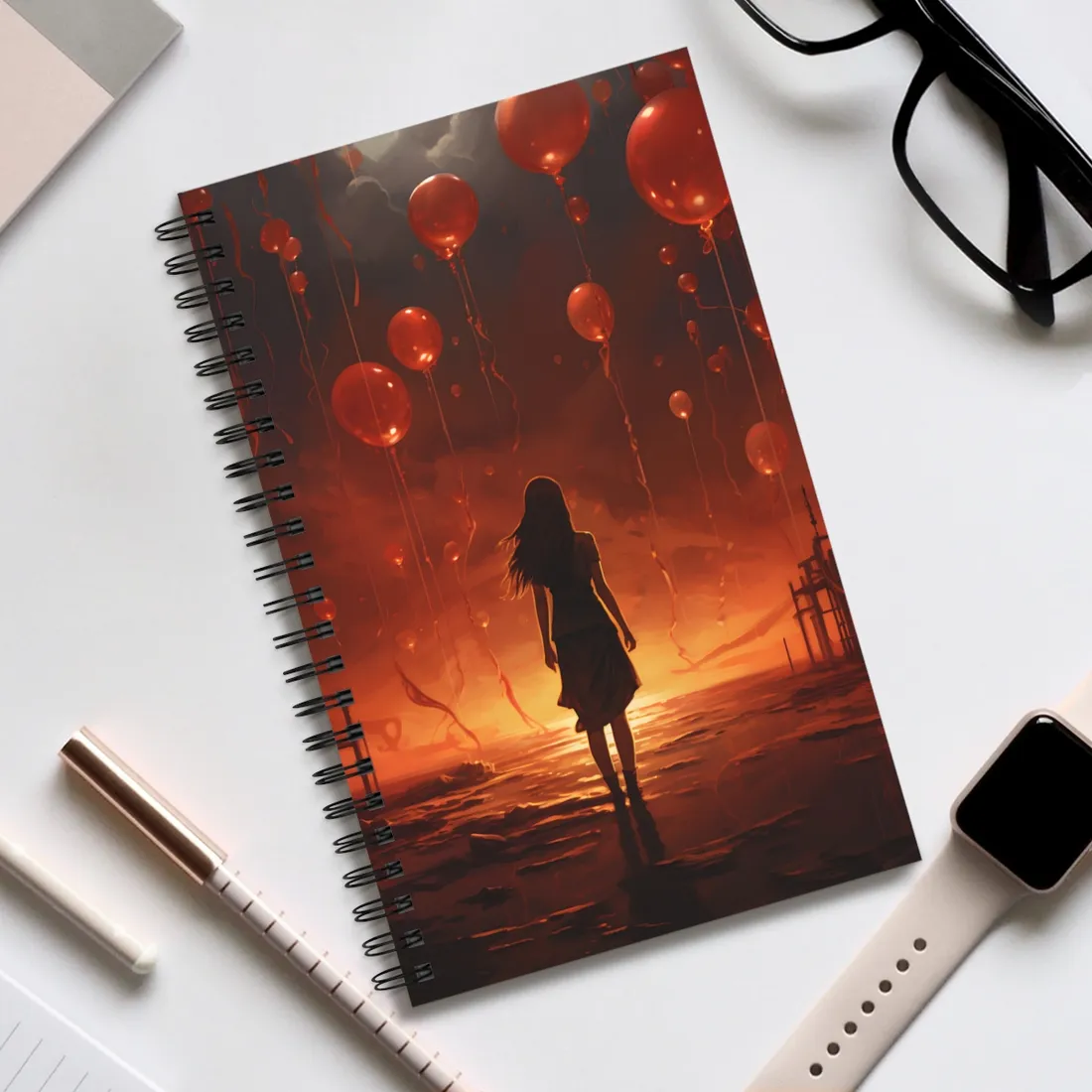 Vibrant Scene: Person in Colorful Backdrop - Spiral Notebook