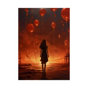 Woman and Red Balloons Poster