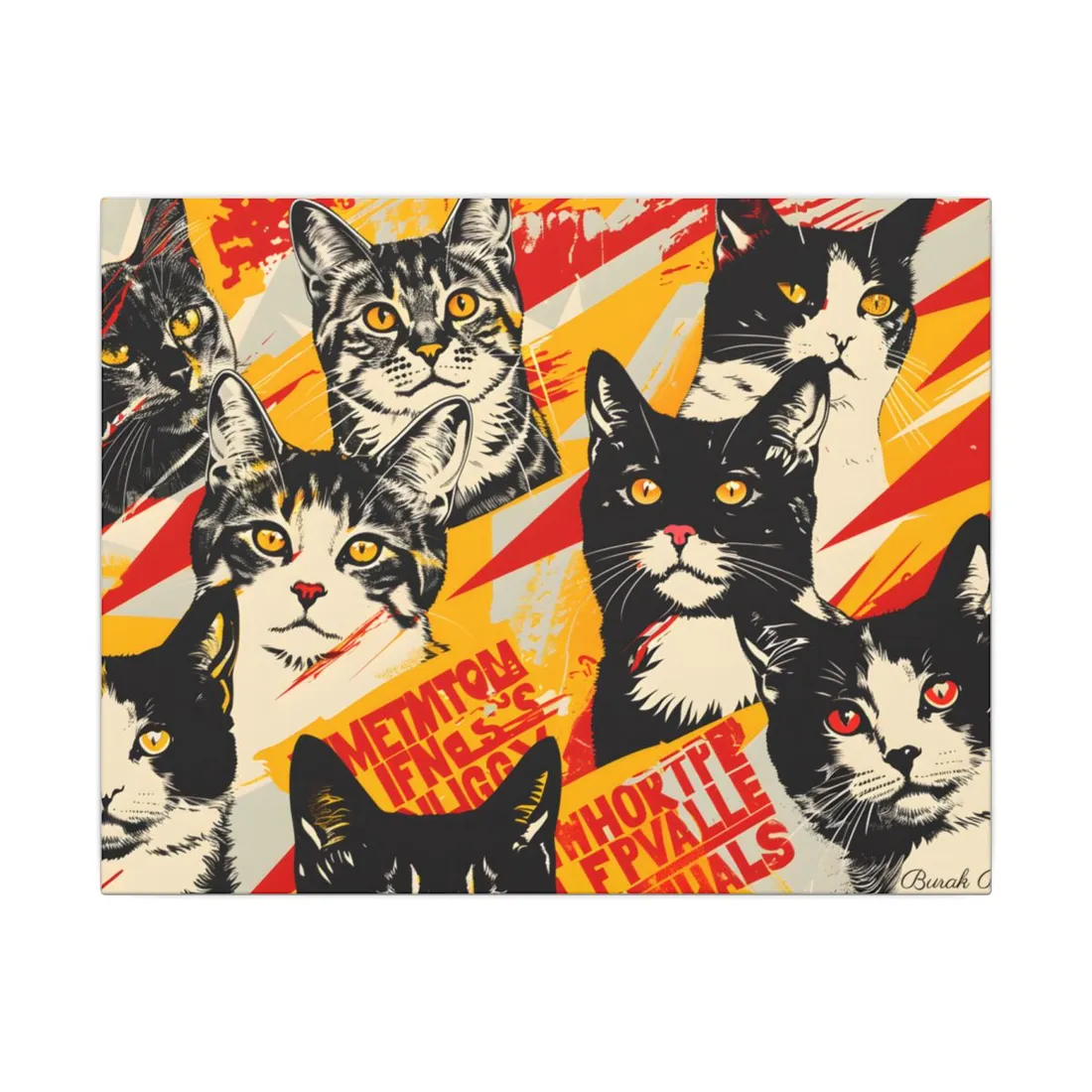 Vibrant Soviet Cats: Colorful - Canvas