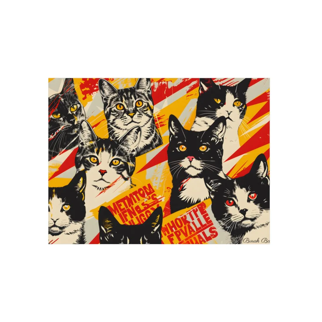 Vibrant Soviet Cats: Colorful - Metal Poster