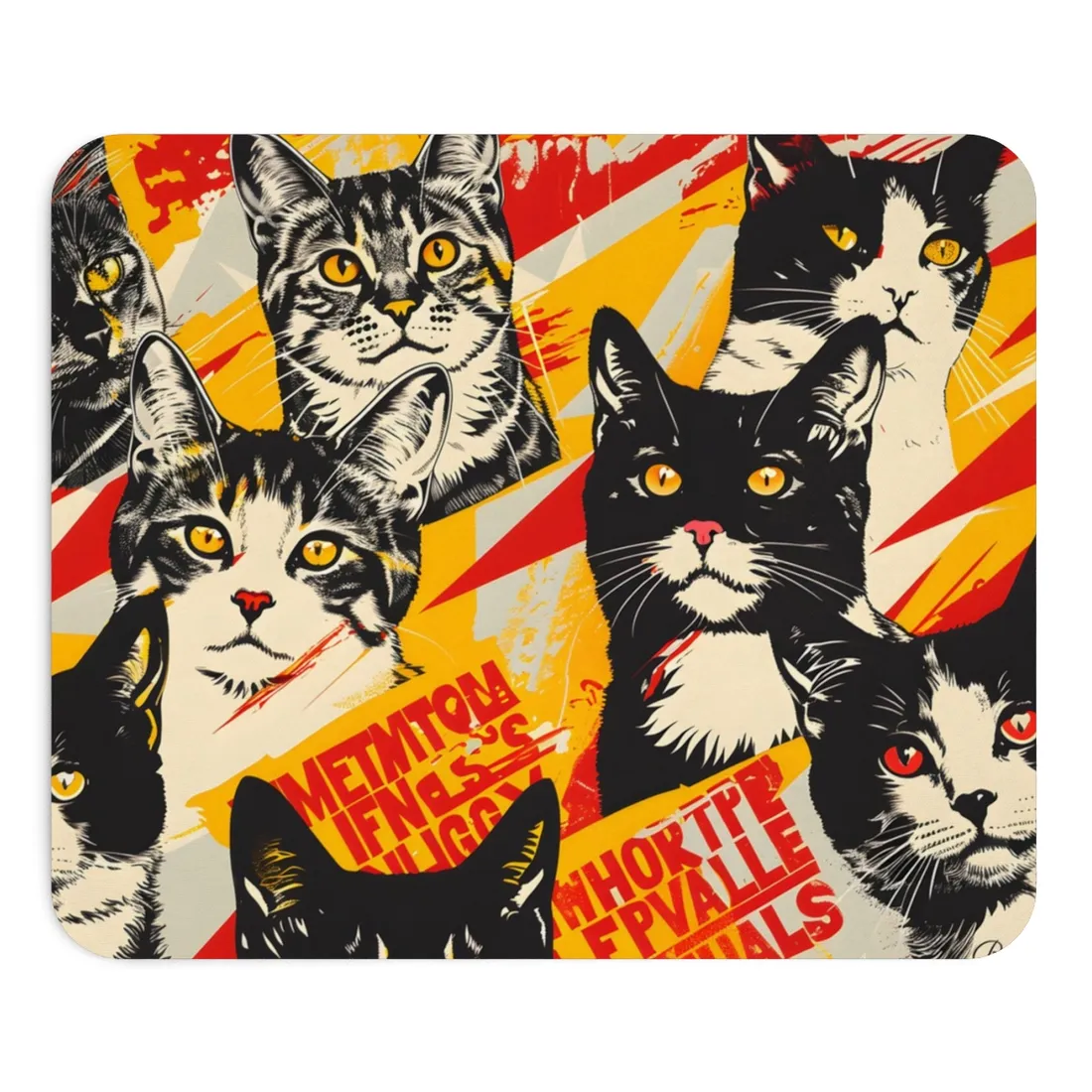 Vibrant Soviet Cats: Colorful - Mouse Pad