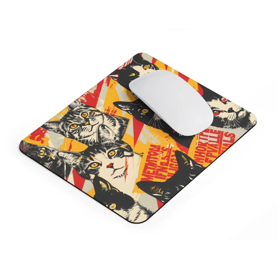 Vibrant Soviet Cats: Colorful - Mouse Pad