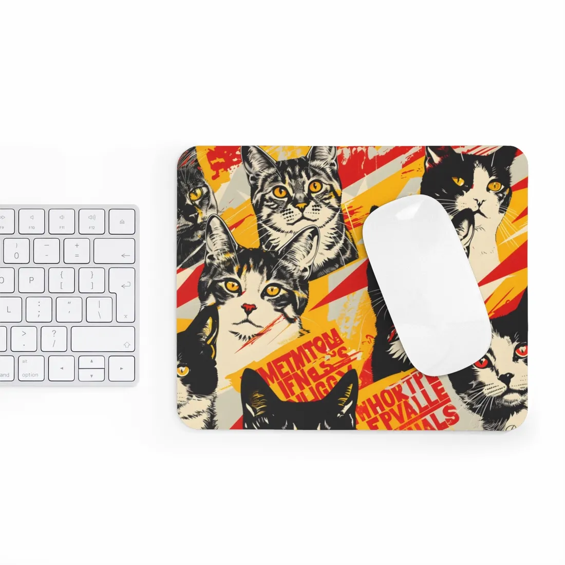 Vibrant Soviet Cats: Colorful - Mouse Pad