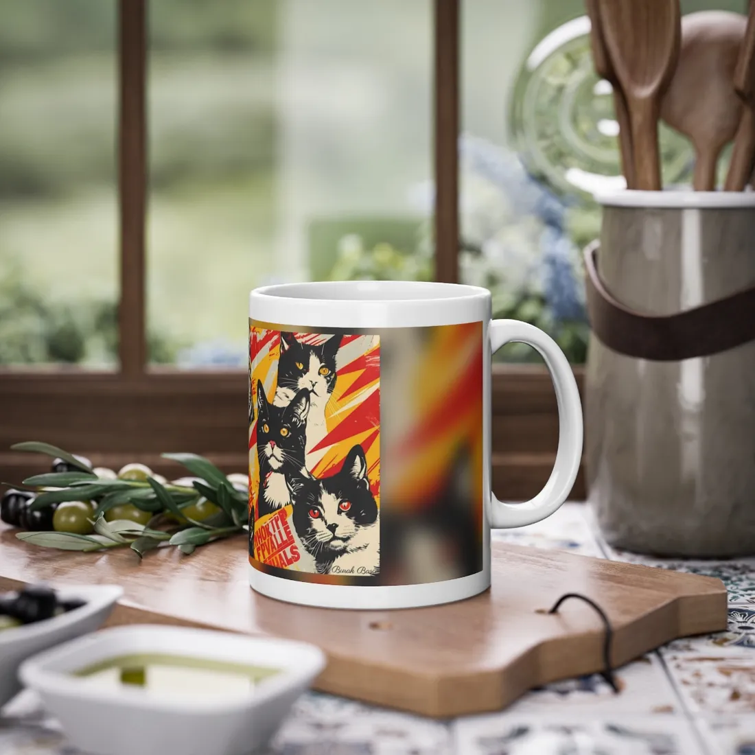 Vibrant Soviet Cats: Colorful - Mug