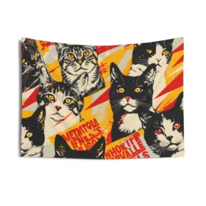 Cats Pop Art Collage Wall Tapestry