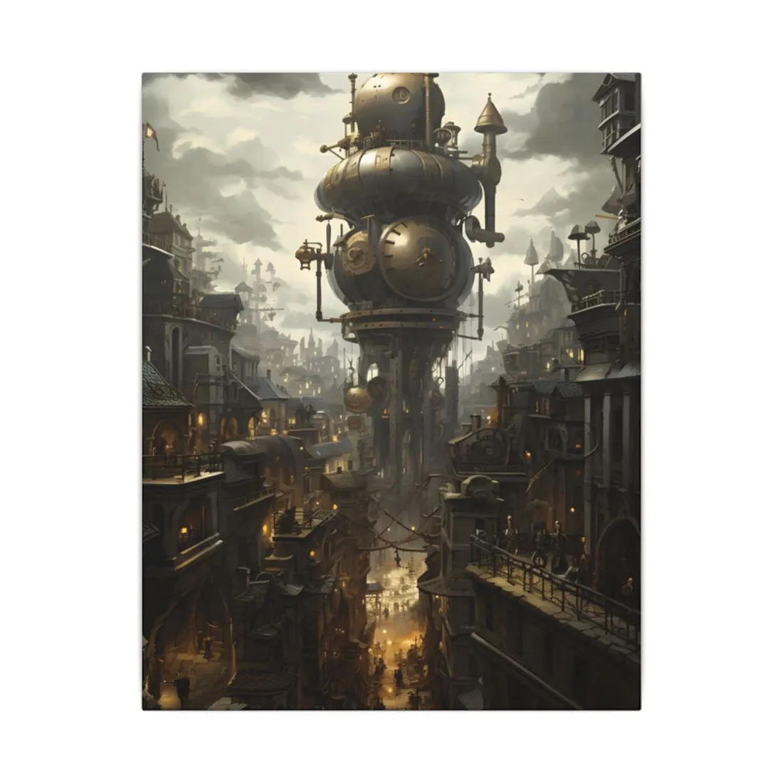 Vibrant Steampunk City: A World of Wonder - Canvas