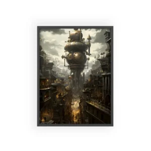 Brass Clockwork Tower Framed Poster