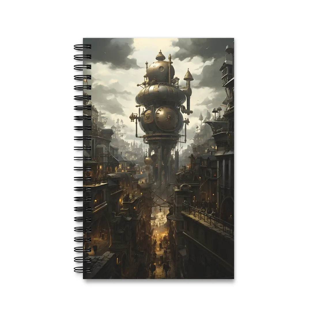 Vibrant Steampunk City: A World of Wonder - Spiral Notebook