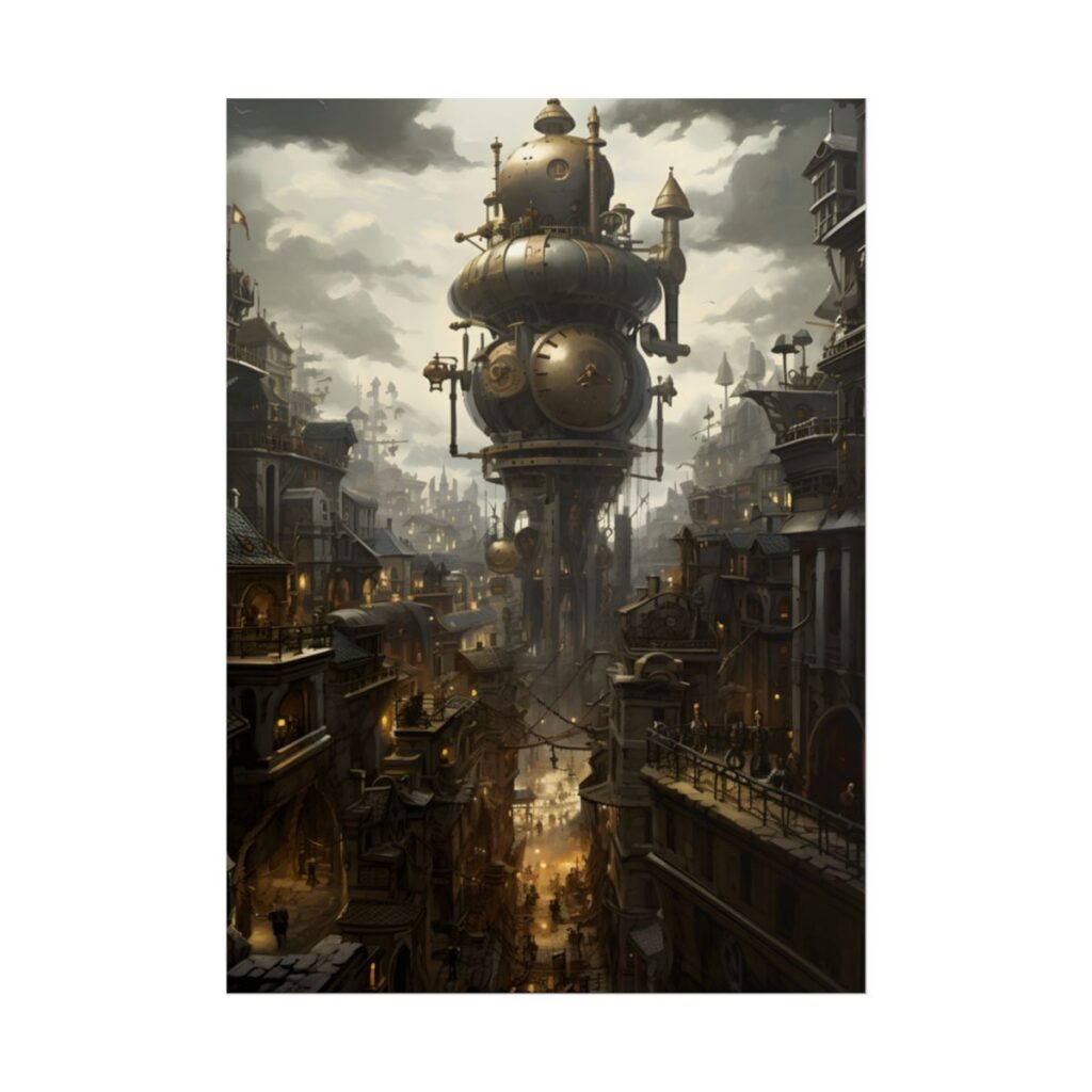 Vibrant Steampunk City: A World of Wonder - Poster