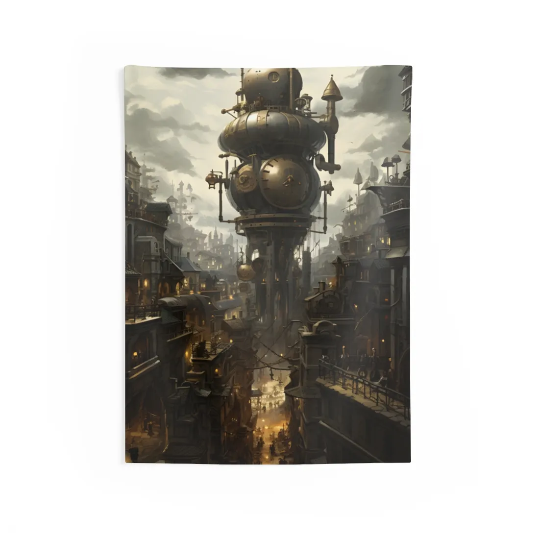 Vibrant Steampunk City: A World of Wonder - Wall Tapestry