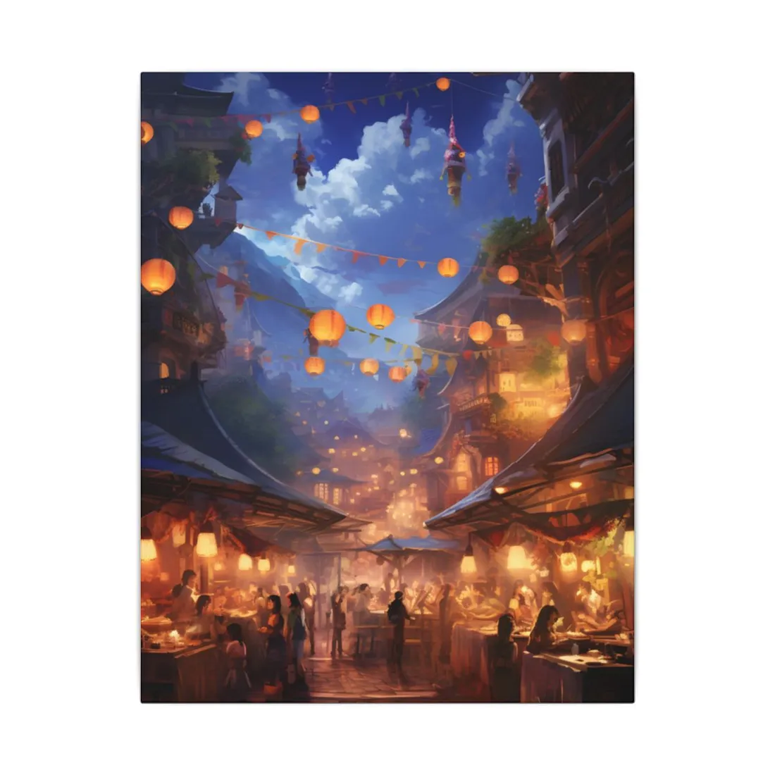 Vibrant Street Food Market - Canvas