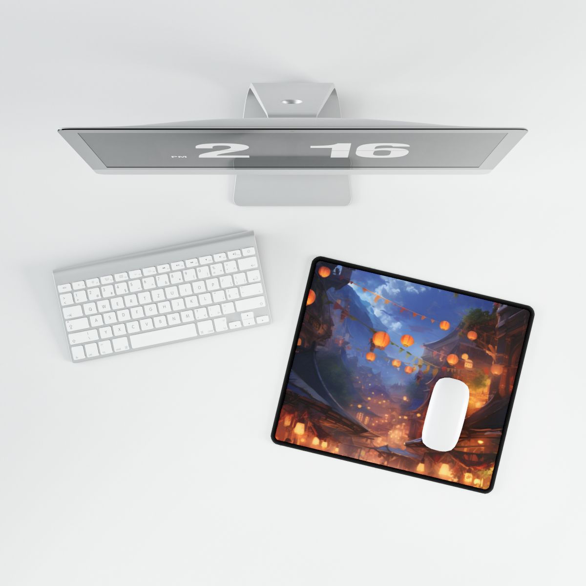 Vibrant Street Food Market: Digital Artwork - Desk Mat
