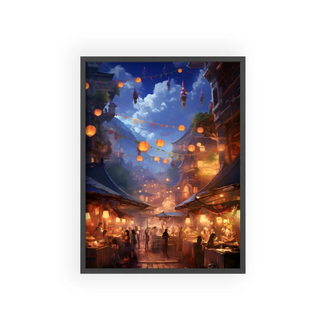 Vibrant Street Food Market - Framed Poster