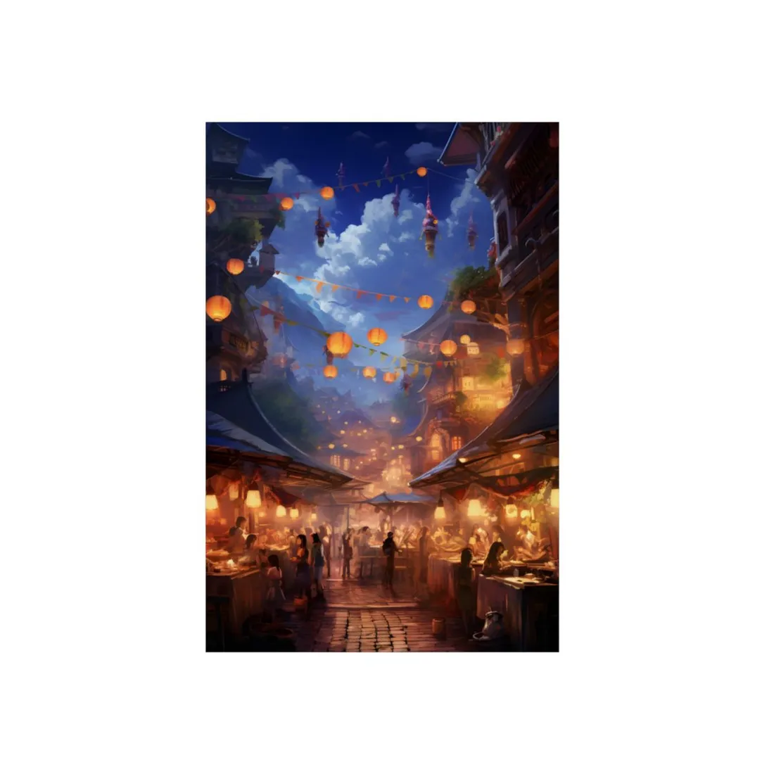 Vibrant Street Food Market - Metal Poster