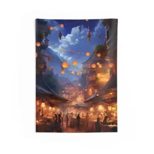 Lantern Street Food Market Wall Tapestry