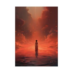 Figure in Red Water Poster