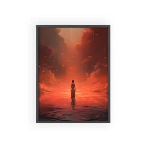 Figure in Red Water Framed Poster