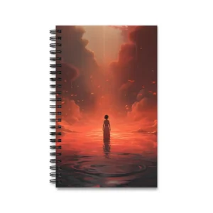 Figure in Red Water Spiral Notebook