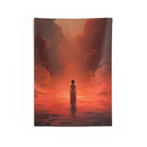 Figure in Red Water Wall Tapestry