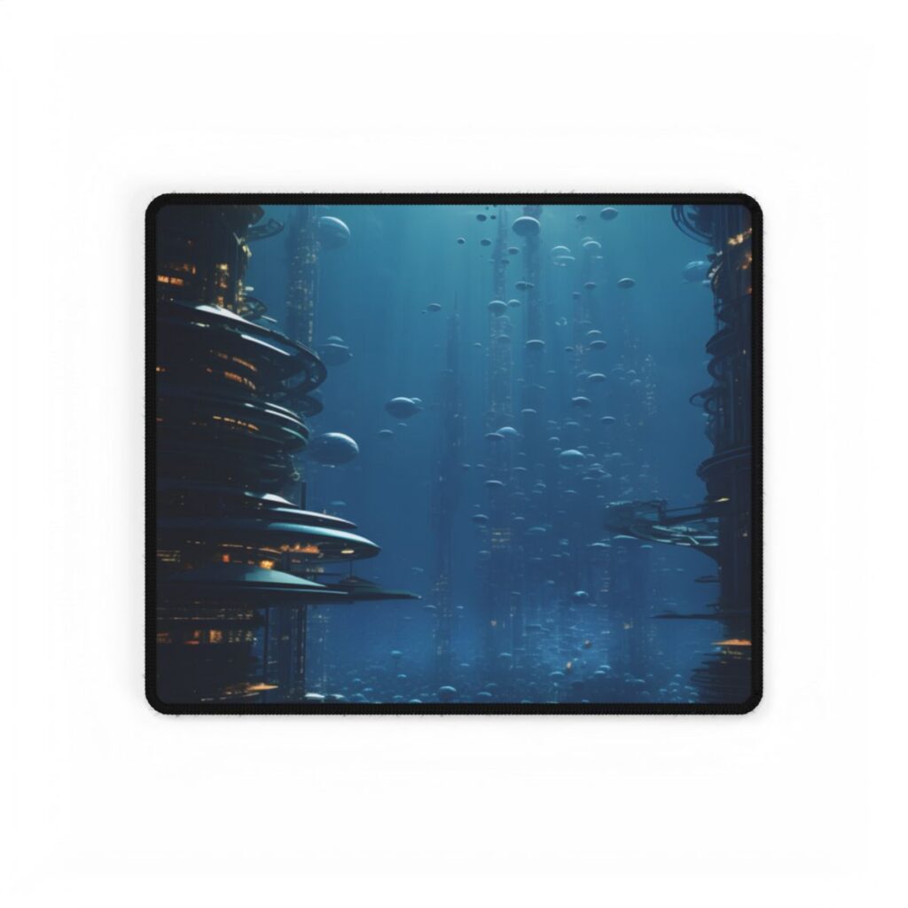 Vibrant Underwater City: Futuristic Urban Landscape - Desk Mat