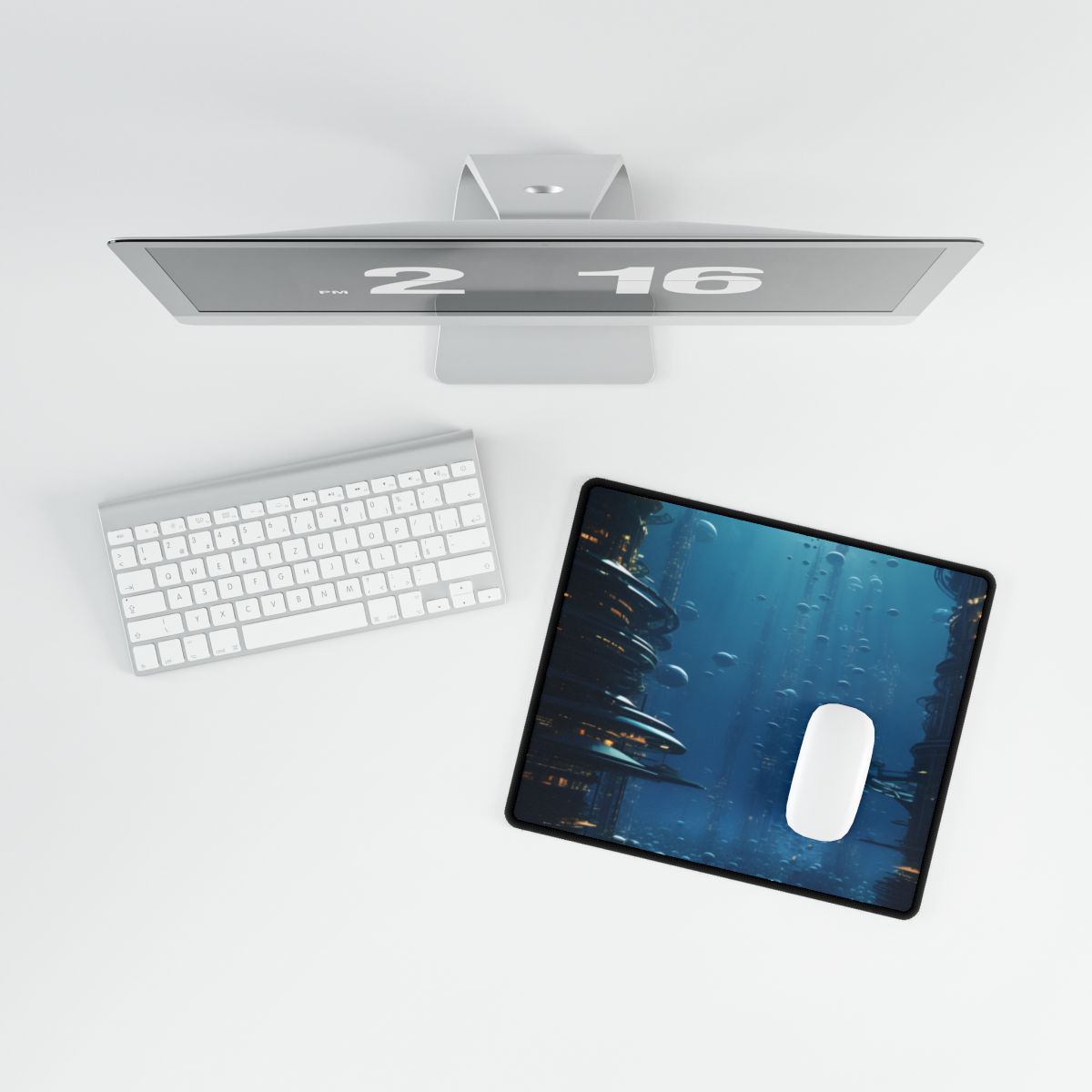 Vibrant Underwater City: Futuristic Urban Landscape - Desk Mat