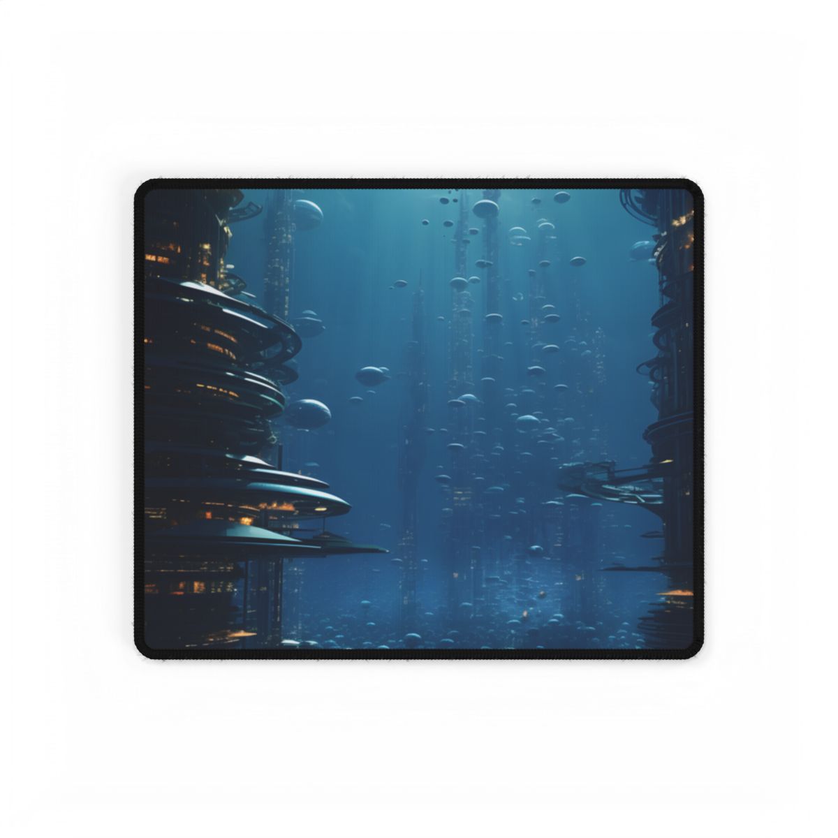 Vibrant Underwater City: Futuristic Urban Landscape - Desk Mat