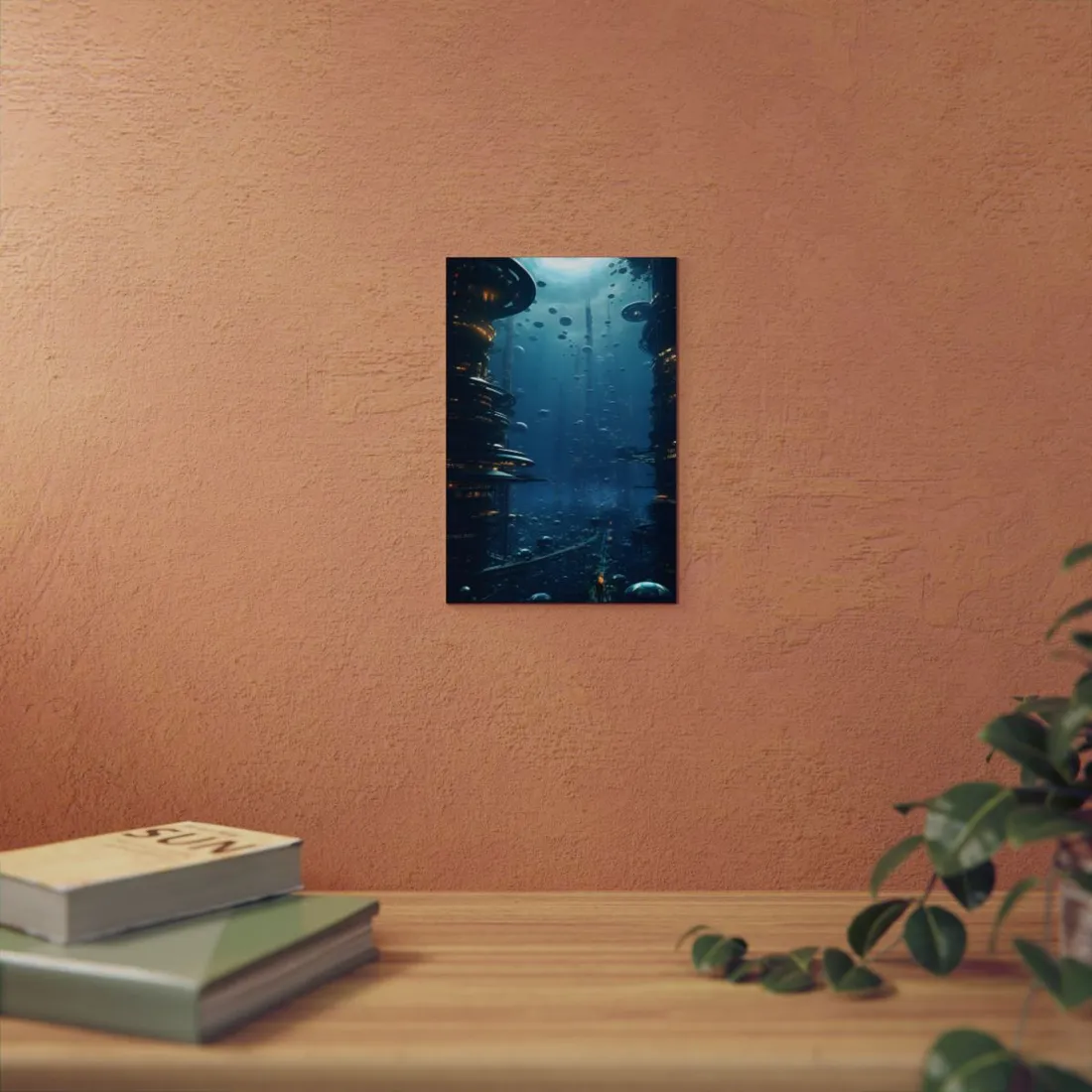 Vibrant Underwater City: Futuristic Urban Landscape - Metal Poster