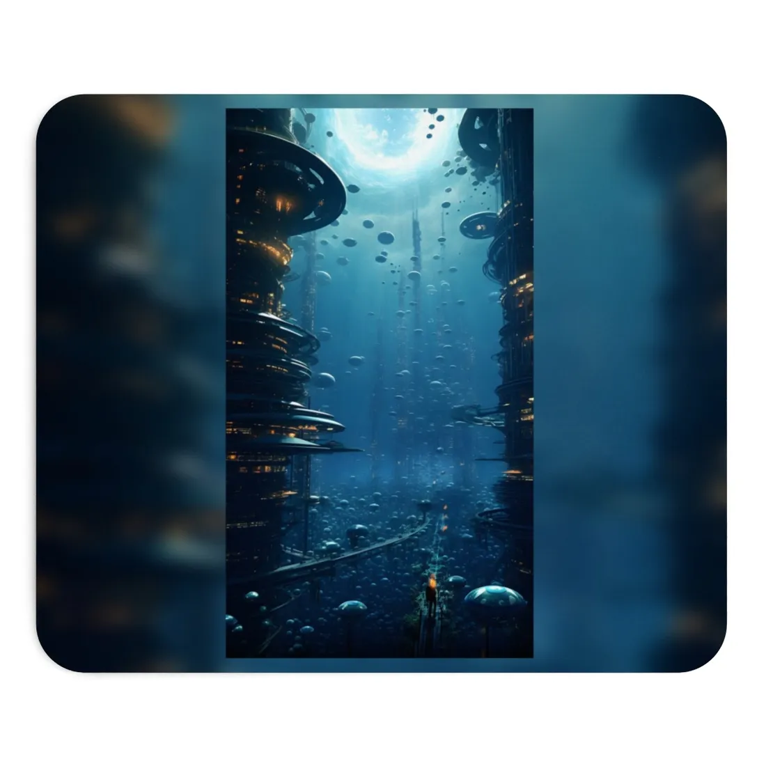 Vibrant Underwater City: Futuristic Urban Landscape - Mouse Pad
