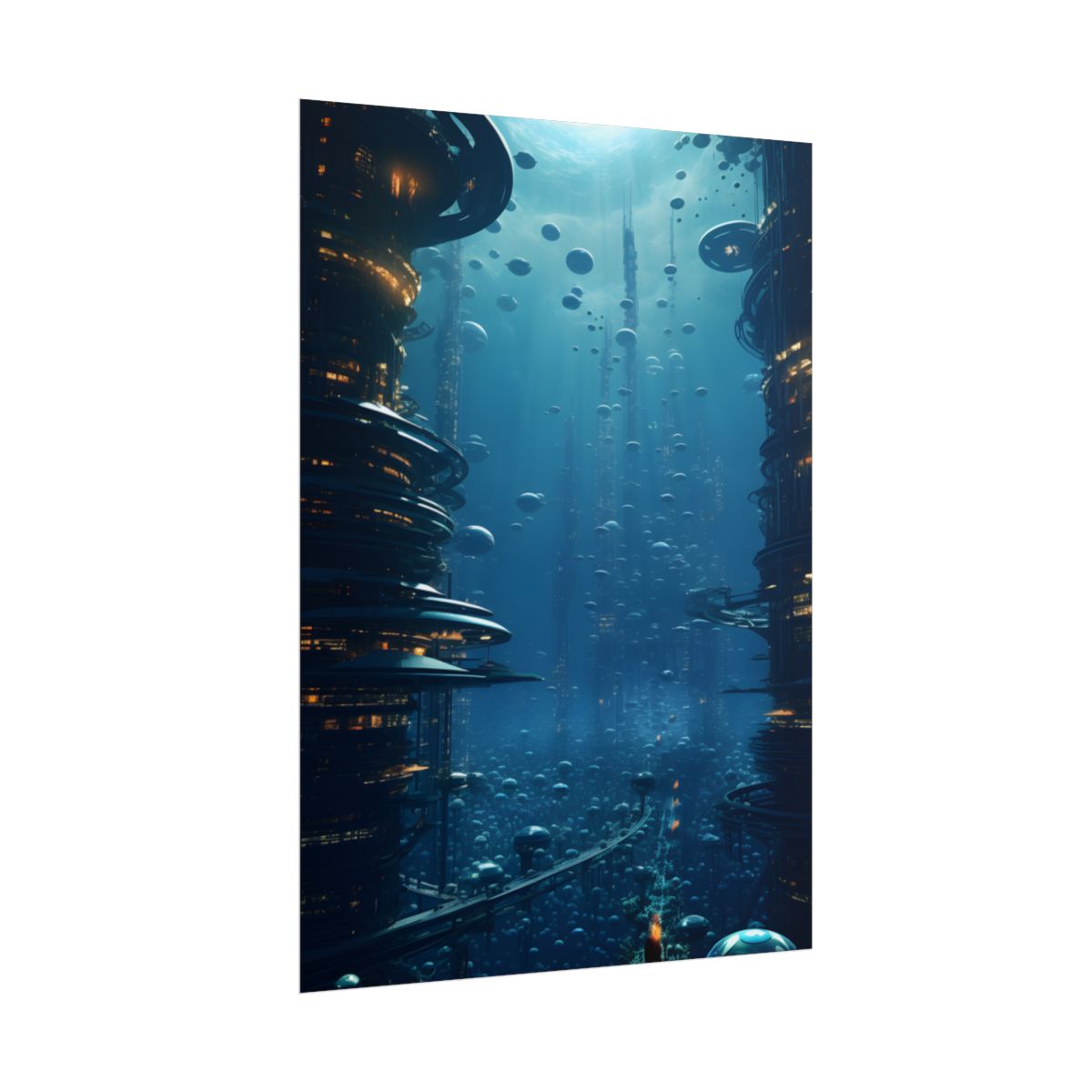Vibrant Underwater City: Futuristic Urban Landscape - Poster