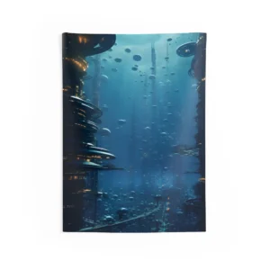 Glowing Deep Sea City Wall Tapestry