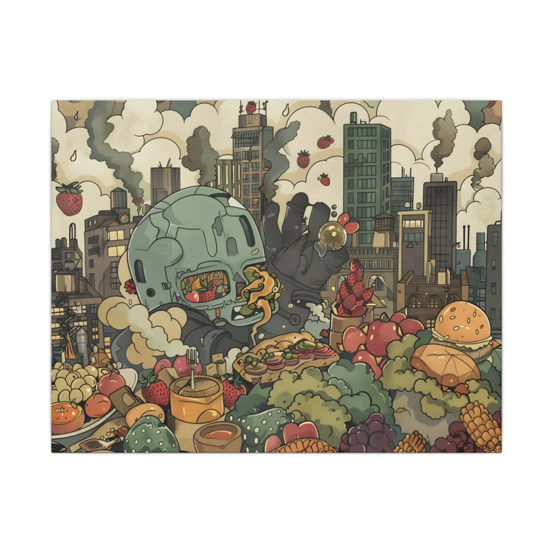 Vibrant Urban Scene: Colorful Art Inspired by Rapper's Style - Canvas