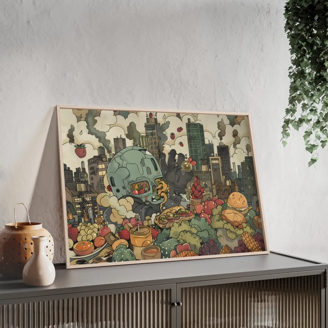 Vibrant Urban Scene: Colorful Art Inspired by Rapper's Style - Framed Poster