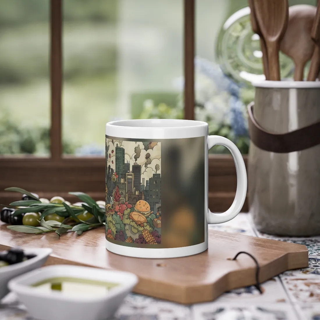 Vibrant Urban Scene: Colorful Art Inspired by Rapper's Style - Mug