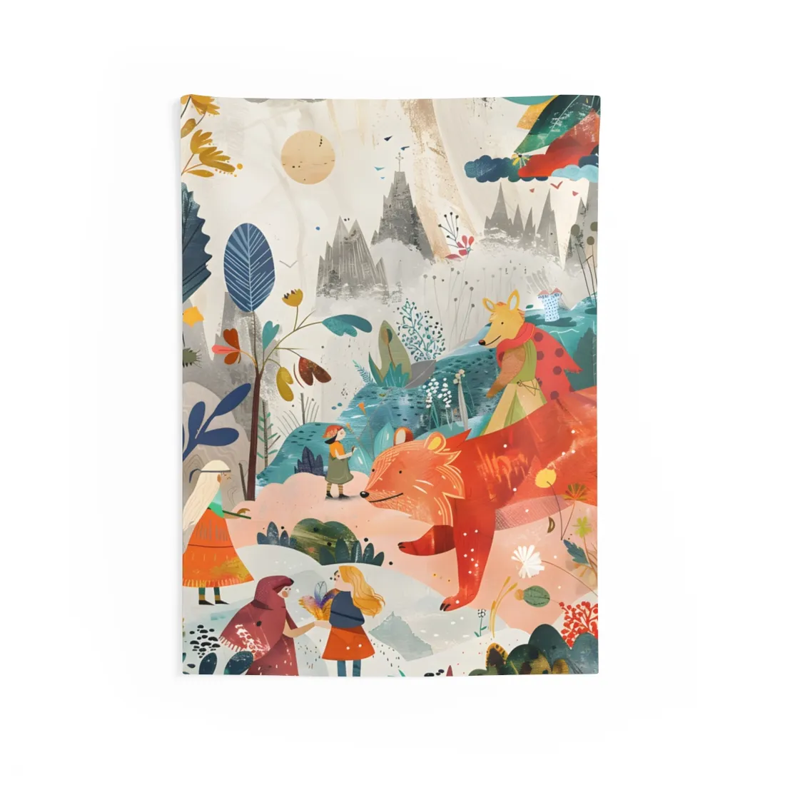 Vibrant Whimsy: Colorful Illustrations Featuring Belo - Wall Tapestry