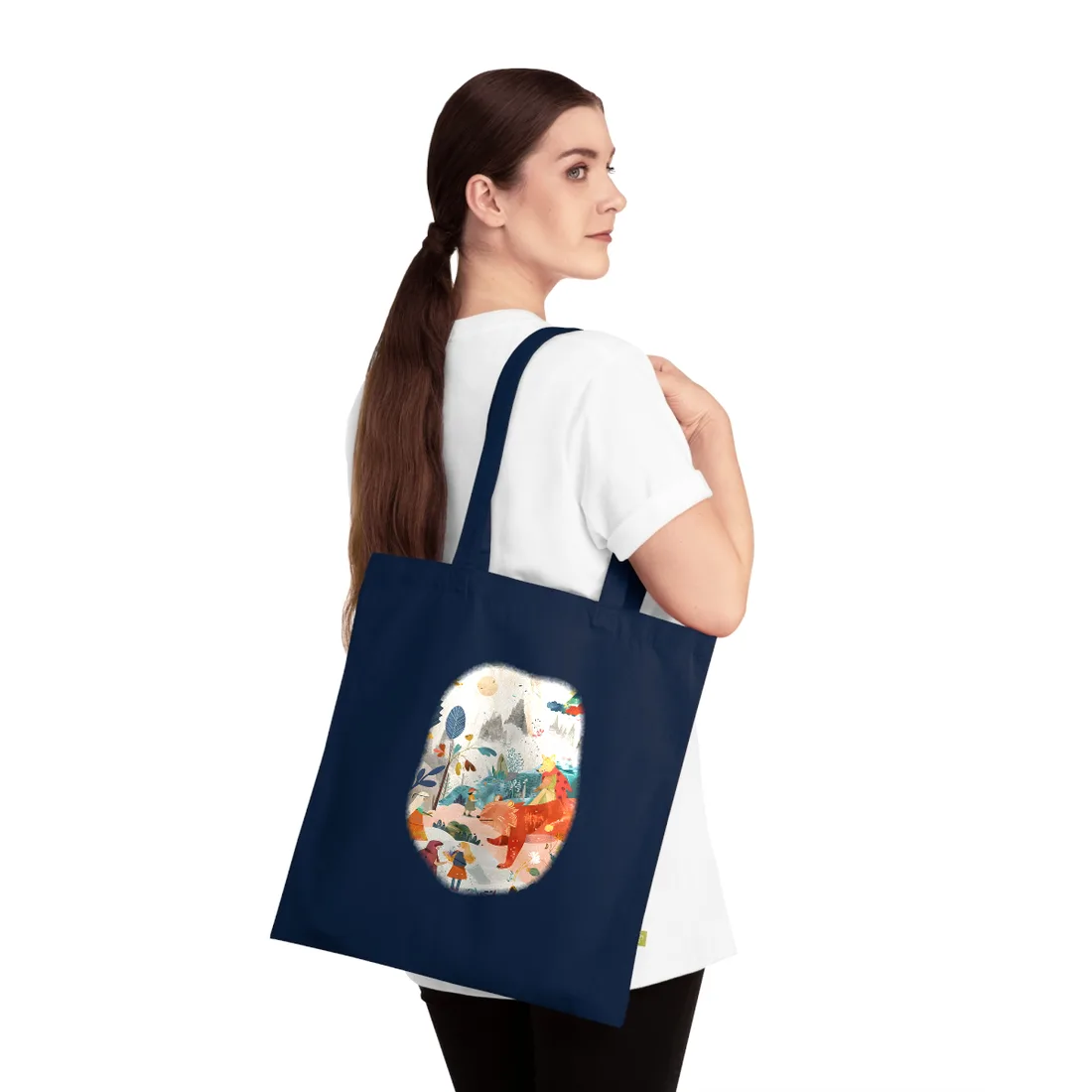Vibrant Whimsy: Colorful Illustrations Featuring Belo - Tote Bag (French Navy)