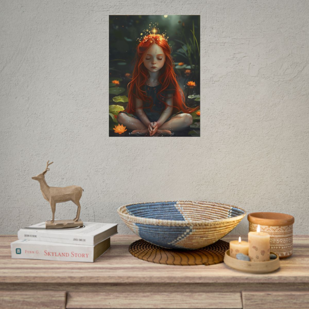 Vibrant Young Girl: Sparkling Red Hair Artwork - Poster