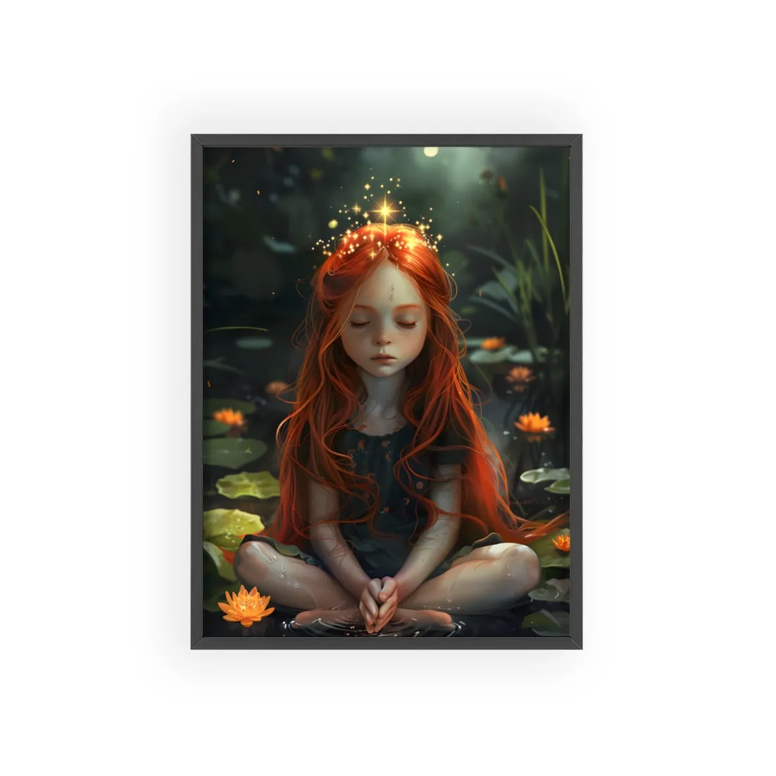 Vibrant Young Girl: Sparkling Red Hair - Framed Poster